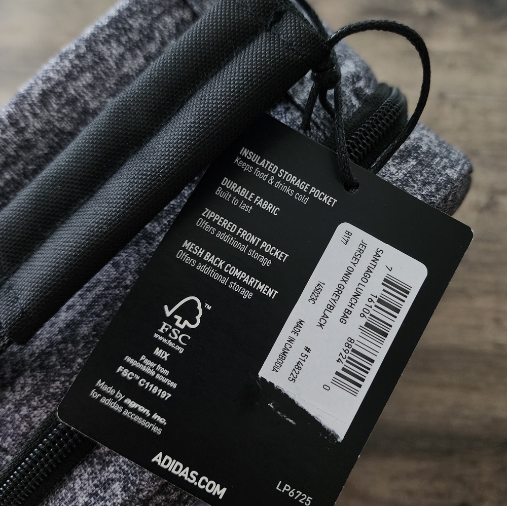 Adidas Santiago Insulated Lunch Bag Gray Black NWT - Picture 15 of 15